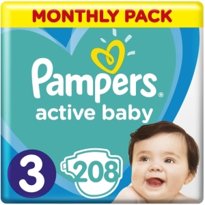 Fraldas Pampers Active Baby 3/208 pcs